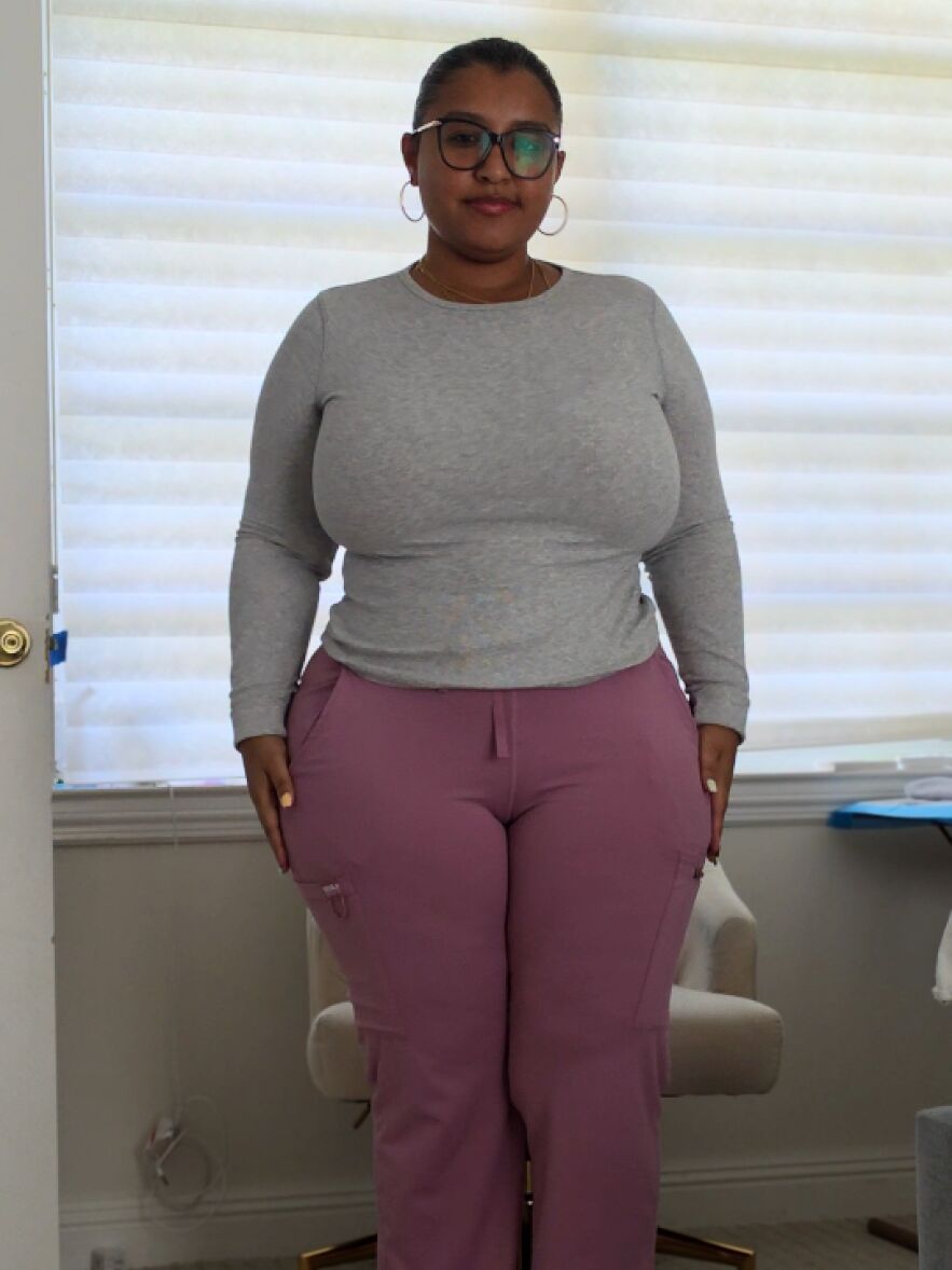 Mauve scrub pants TikTok thumbnail